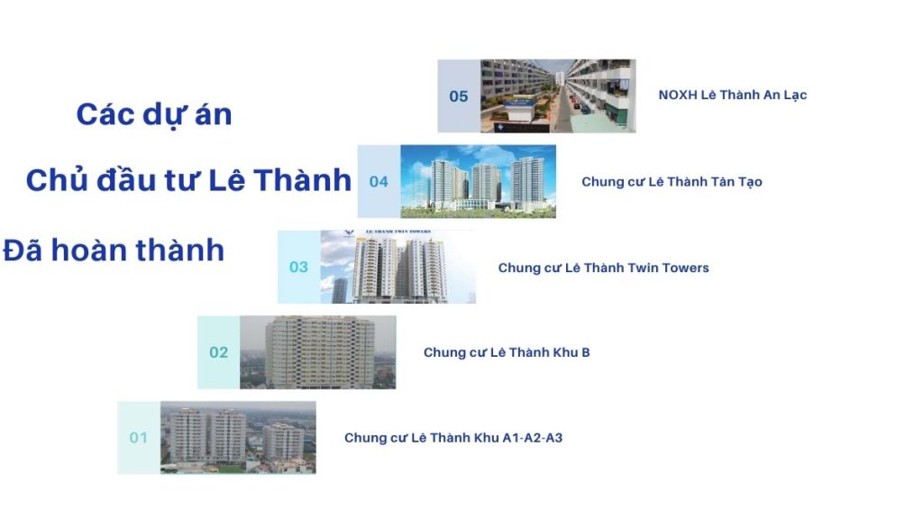 Các dự án Chủ đầu tư Lê Thành đã hoàn thành